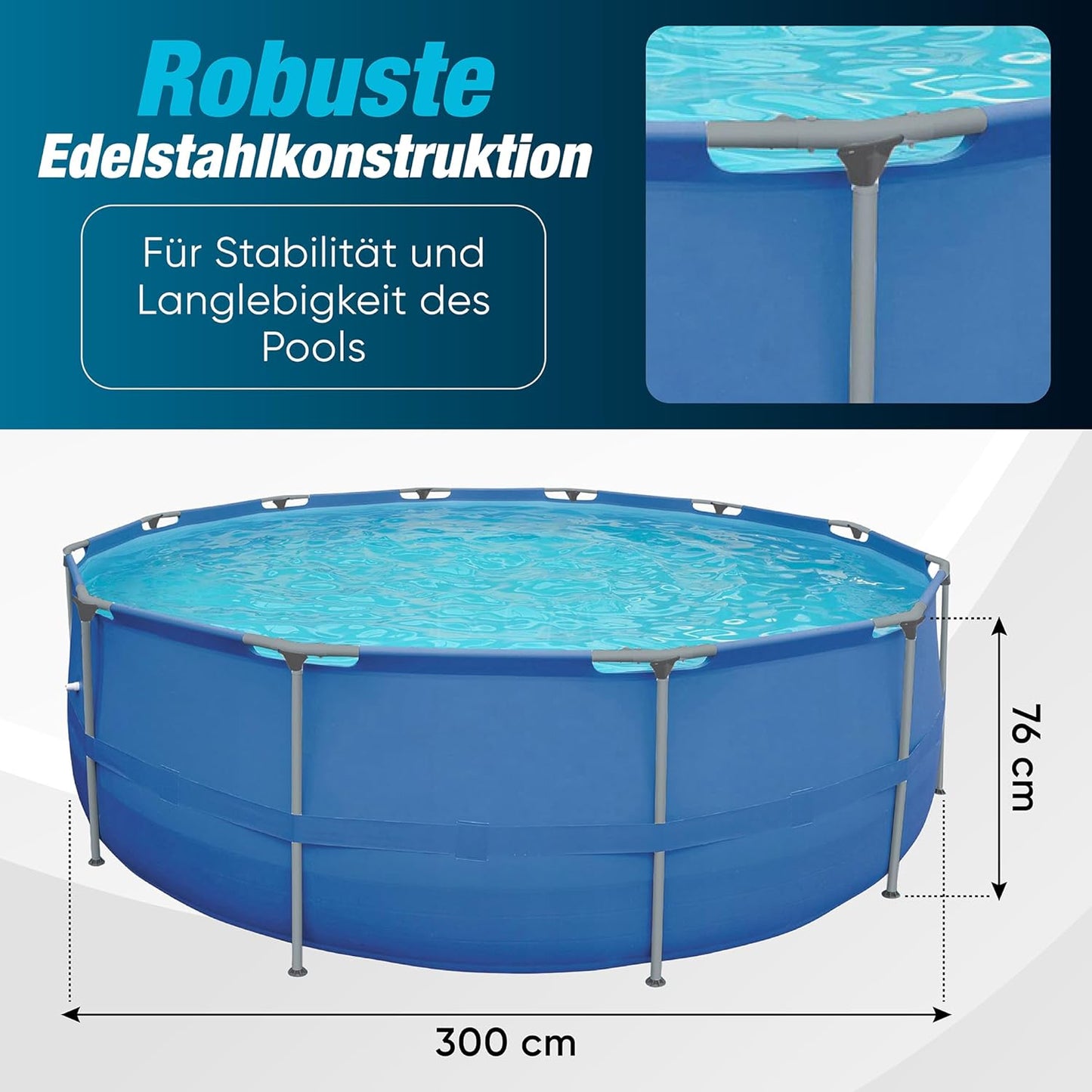 Garden Pool Steel Frame Pool Complete Set with Filter Pump Cover of Chemical Dispenser Round Steel Frame Pool Full Set