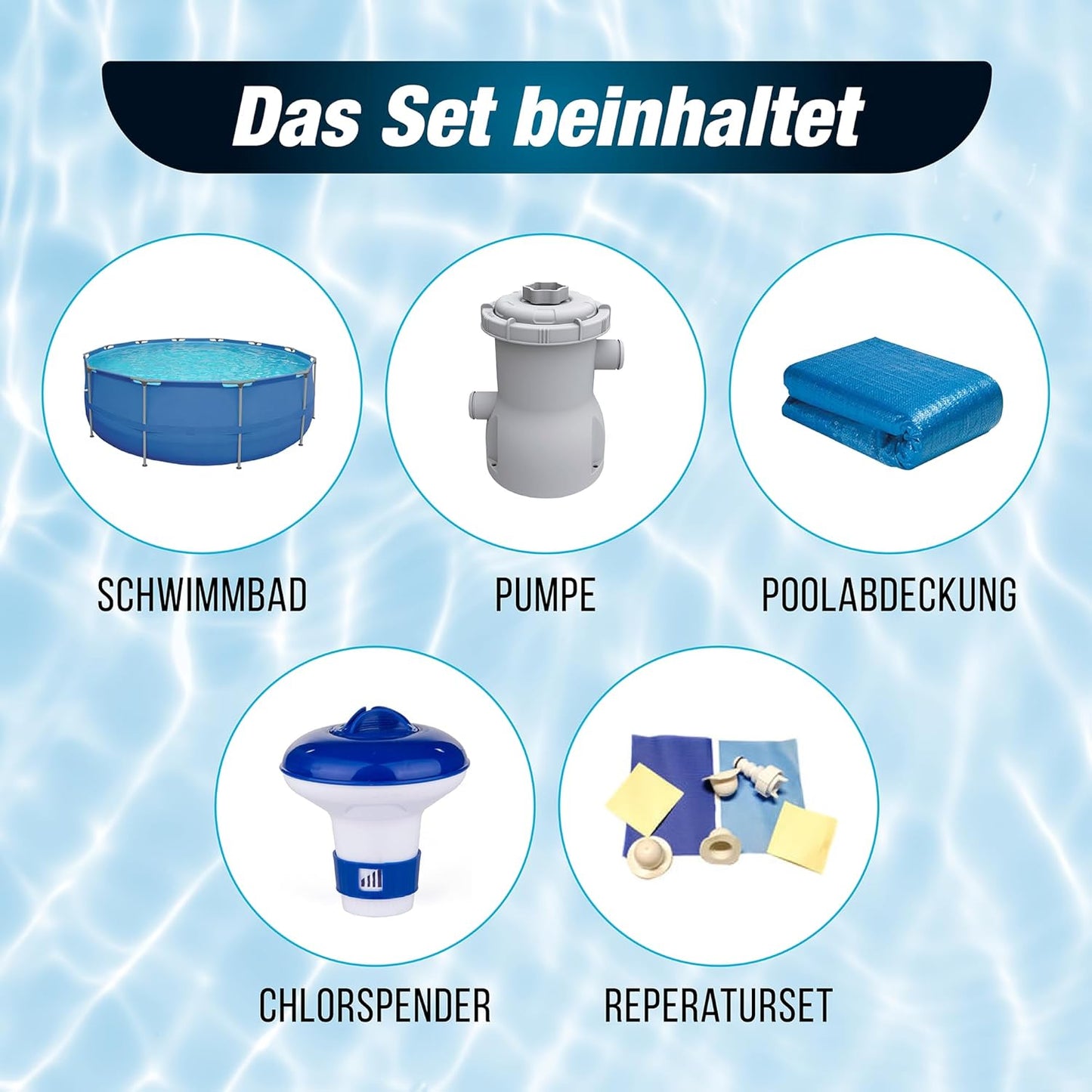 Garden Pool Steel Frame Pool Complete Set with Filter Pump Cover of Chemical Dispenser Round Steel Frame Pool Full Set